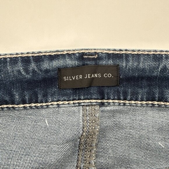 Silver Jeans Co. Size 12 W Elyse Mid Rise Comfort Fit Blue Jean Shorts Denim New - Picture 6 of 13
